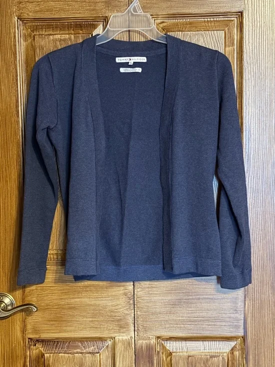 Tommy Hilfiger Dark Navy Cardigan with little hook-n-eye closers 100% COTTON - Picture 1 of 8
